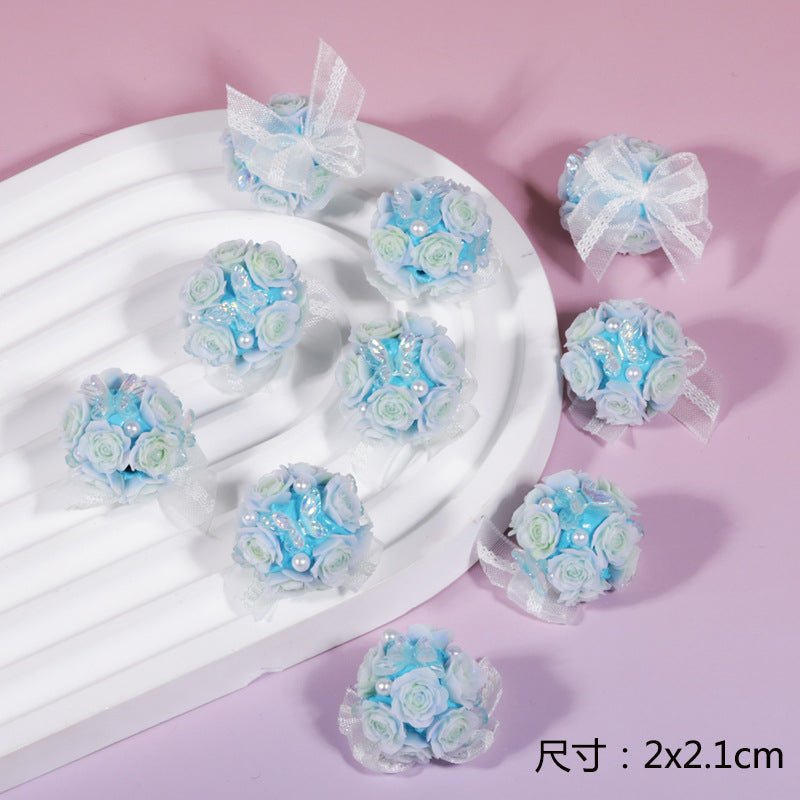 Wholesale 3PCS/Pack Butterfly rose flower ball through hole versatile loose beads DIY beaded mobile phone chain bag trailer hanging accessories
